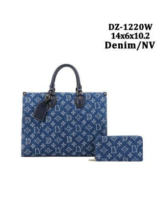 DZ-1220W NV DENIM SHOPPING BAG WITH WALLET