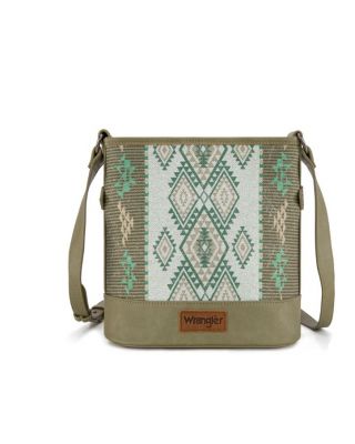 WG213-2003 GN Wrangler Aztec Distressed Print Dual Sided Print Concealed Carry Crossbody