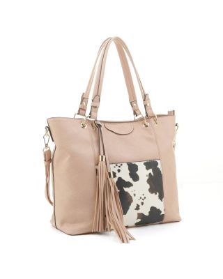 EJ91503C ND/COW COW PRINT SHOPPING TOTE 
