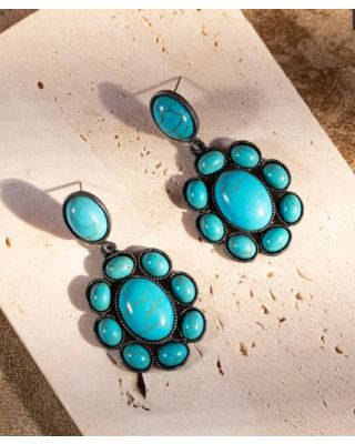 ER-1001 TQ Rustic Couture's Bohemian Oval Concho Earring
