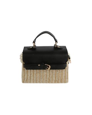 EWB070 BK STRAW CROSS BODY BAG