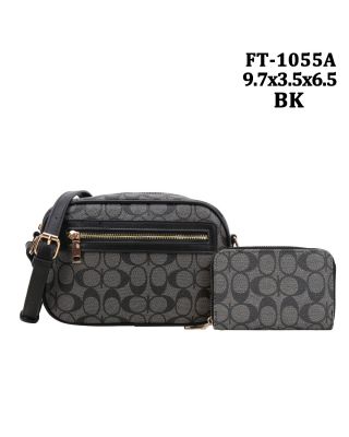 FT-1055A BK MONO GLAM CROSS BODY BAG WITH WALLET