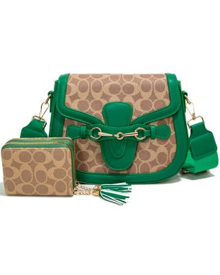 CC25521-M2 GN CROSSBODY HANDBAG WITH WALLET