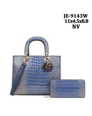 JE-9143W NV CROCO FASHION BAG WITH WALLET