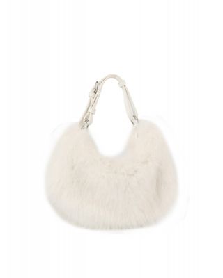 JY-0555-M WT FUR CROSBODY BAG