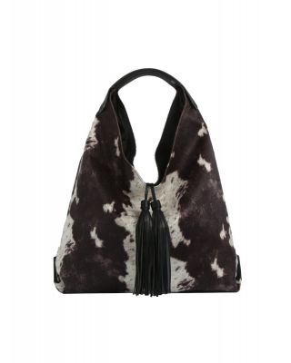 JY-0657 BK COW PRINTED HOBO BAG