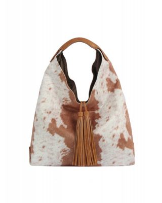 JY-0657 BR COW PRINTED HOBO BAG