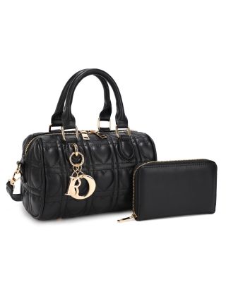 KMS-5401 BK  QUILT CROSS BODY BAG WITH WALLET
