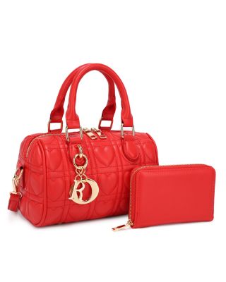 KMS-5401 RD  QUILT CROSS BODY BAG WITH WALLET
