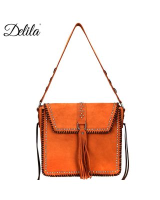 LEA-6043 BR Delila 100% Genuine Leather Collection Hobo