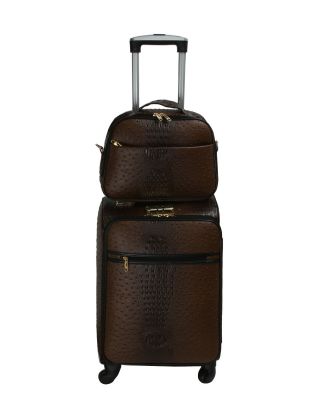 LGOT01-CF Fashion Faux Leather Ostrich 2 Piece Luggage Set