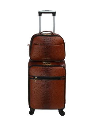 LGOT01-CG Fashion Faux Leather Ostrich 2 Piece Luggage Set