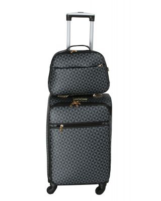 LGTG01-BK Fashion Faux MONOGRAM 2 Piece Luggage Set