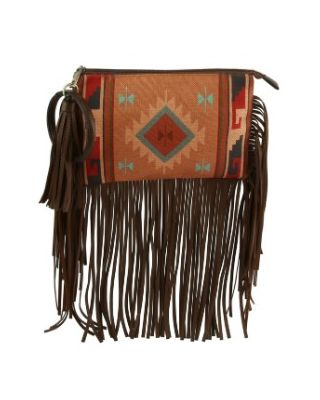 LHU446 BR Aztec Ring Handle CLUCH BAG