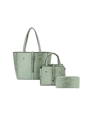 LMD002-Z MT OSTRICH FASHION BAG WITH WALLET 3PC SET