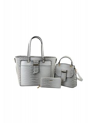 LMD003-Z ST CROCODILE LEATHER BAG, CROSSBODY AND PURSE SET 3PC SET