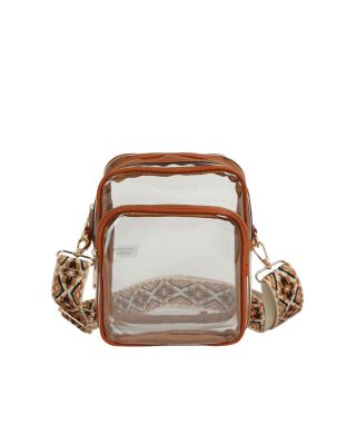 LQ287-BR CLEAR FUAX VEGAN LEATHER WITH GUITAR STRAP