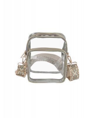 LQ287-GY CLEAR FUAX VEGAN LEATHER WITH GUITAR STRAP