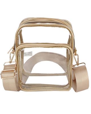 LQ287-GD CLEAR FUAX VEGAN LEATHER WITH GUITAR STRAP