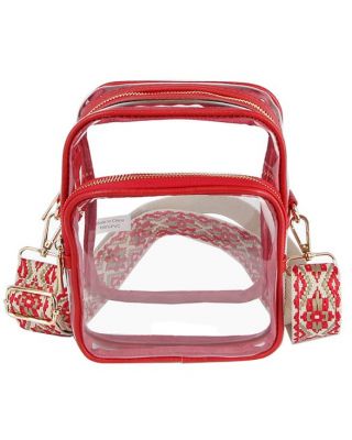 LQ287-RD CLEAR FUAX VEGAN LEATHER WITH GUITAR STRAP