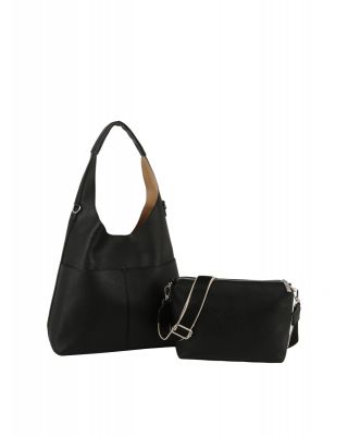 ME-0028-M BK DESIGNER 2PC HOBO BAG