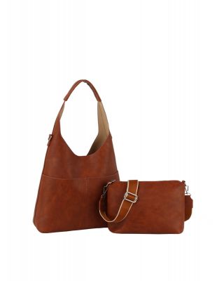 ME-0028-M BR DESIGNER 2PC HOBO BAG