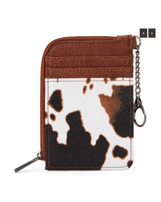 WG102-W005 BR Wrangler Wrangler Cow Print Mini Zip Card Case