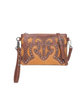 MW1055-181 BR  Montana West Embroidered Collection Clutch/Crossbody