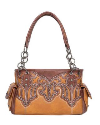 MW1055G-8085 BR Montana West Embroidered Collection Concealed Carry Satchel