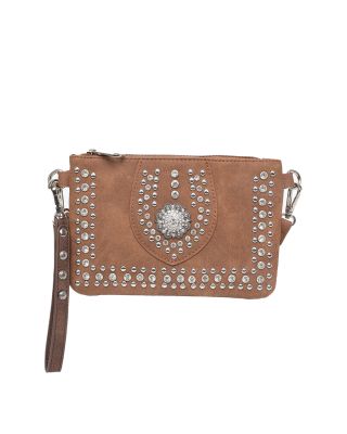 MW1056-181 BR  Montana West Concho Collection Clutch/Crossbody