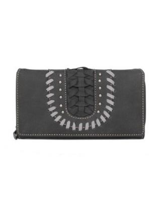 MW1057-W010 BK  Montana West Whipstitch Collection Long Wallet