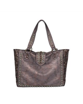 MW1058G-8317 CF Montana West Leopard Print Collection Concealed Carry Tote