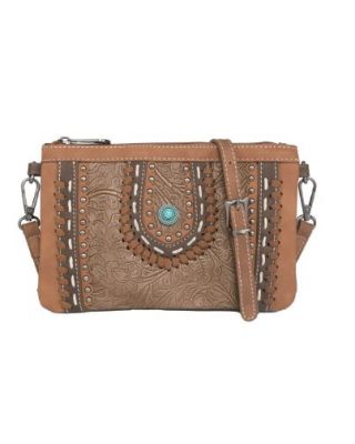 MW1065-181 BR  Montana West Embossed Collection Crossbody/Wristlet