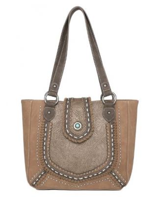 MW1065G-8317 BR Montana West Embossed Collection Concealed Carry Tote