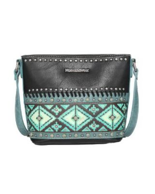 MW1066-8360 BK  Montana West Aztec Tooled Collection Crossbody Bag