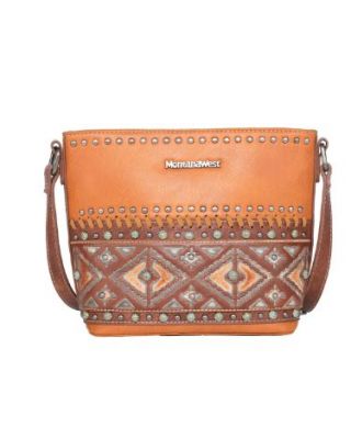 MW1066-8360 BR  Montana West Aztec Tooled Collection Crossbody Bag