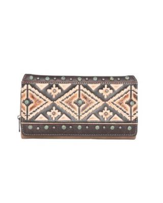 MW1066-W010 KH Montana West Aztec Tooled Collection Wallet