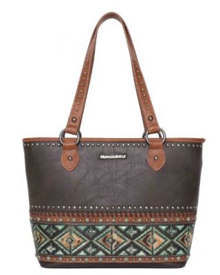 MW1066G-8317 CF  Montana West Aztec Tooled Collection Concealed Carry Western Tote