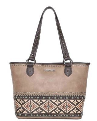 MW1066G-8317 KH  Montana West Aztec Tooled Collection Concealed Carry Western Tote