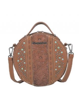 MW1067-118 BR Montana West Embossed Collection Crossbody Circle Bag