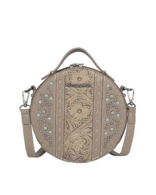 MW1067-118 KH Montana West Embossed Collection Crossbody Circle Bag