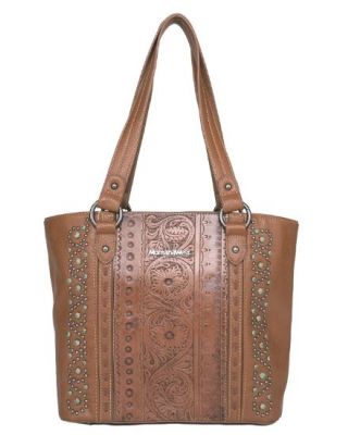 MW1067G-8317 BR Montana West Embossed Collection Concealed Carry Tote