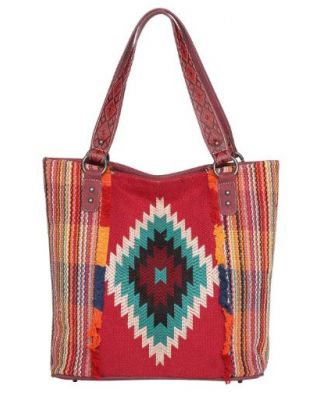 MW1069G-8113 RD Montana West Aztec Tapestry Concealed Carry Tote