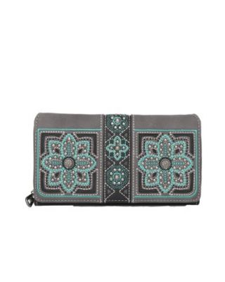 MW1072-W010 BK Montana West Floral Embroidered Collection Wallet