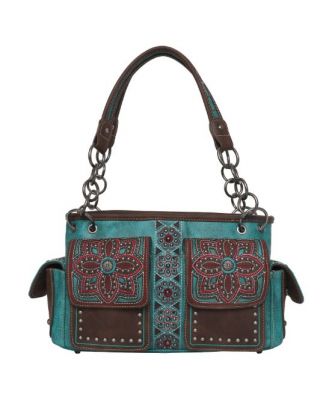 MW1072G-8085 TQ Montana West Floral Embroidered Collection Concealed Carry Satchel