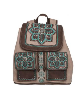 MW1072G-9110 KH  Montana West Floral Embroidered Collection Concealed Carry Backpack