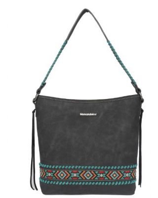MW1074G-918 BK Montana West Embroidered Aztec Collection Concealed Carry Hobo