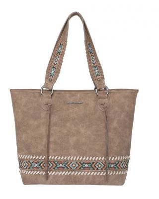 MW1074G-8317 BR Montana West Embroidered Aztec Collection Concealed Carry Tote