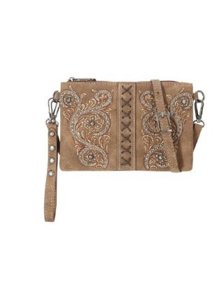 MW1076-181 BR Montana West Floral Embroidered Collection Clutch/Crossbody