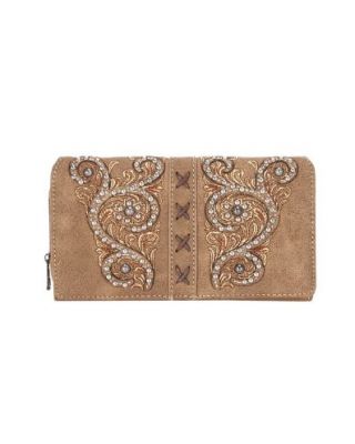 MW1076-W010 BR  Montana West Floral Embroidered Collection Wallet